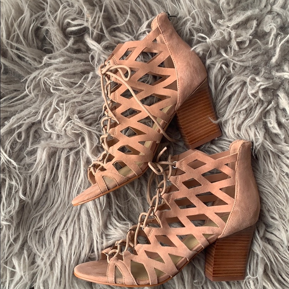 Marc Fisher pink rose block heel sandals